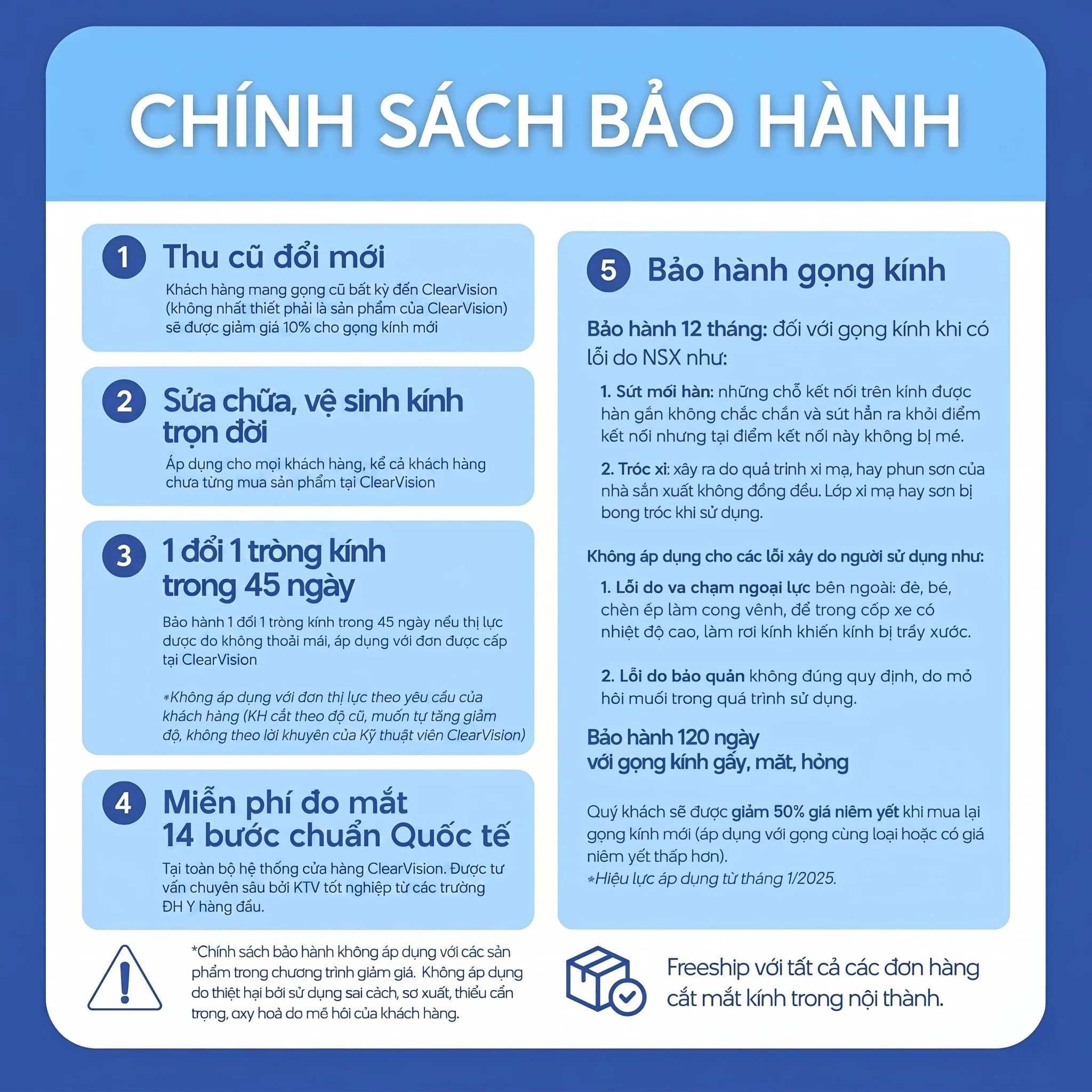 Chính sách bảo hành VISTACLEAR